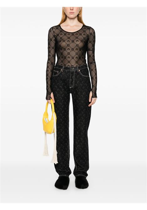 mesh flock moongram cropped top woman black MARINE SERRE | WTS012A CJER0005BK99